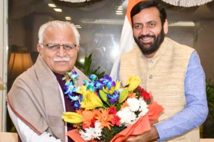 Cabinet Minister Manohar Lal Khattar and CM Nayab Singh Saini