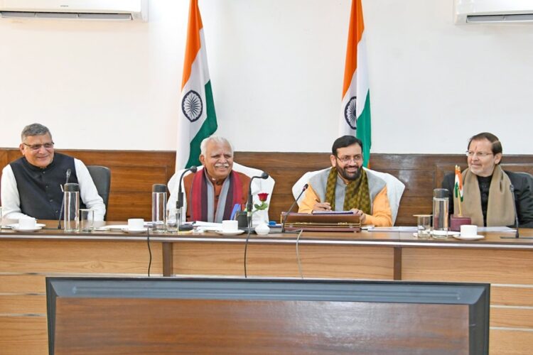 Union Minister Manohar Lal Khattar and CM Nayab Singh Saini